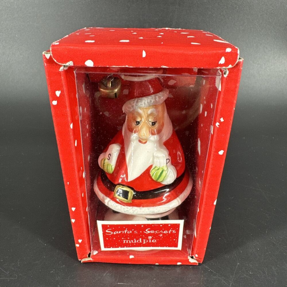 Santa’s Secret Stackable Mud Pie Salt & Pepper Shaker Set Christmas